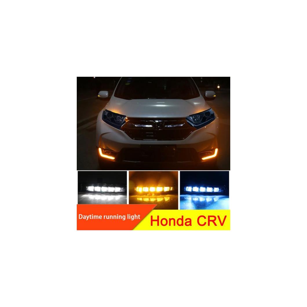 2PC LED デイタイム ライト DRL フォグランプ防水 ホンダ CRV CR-V 2017 2018 2019 FLASHIN AL-BB-1622 AL Car plating parts