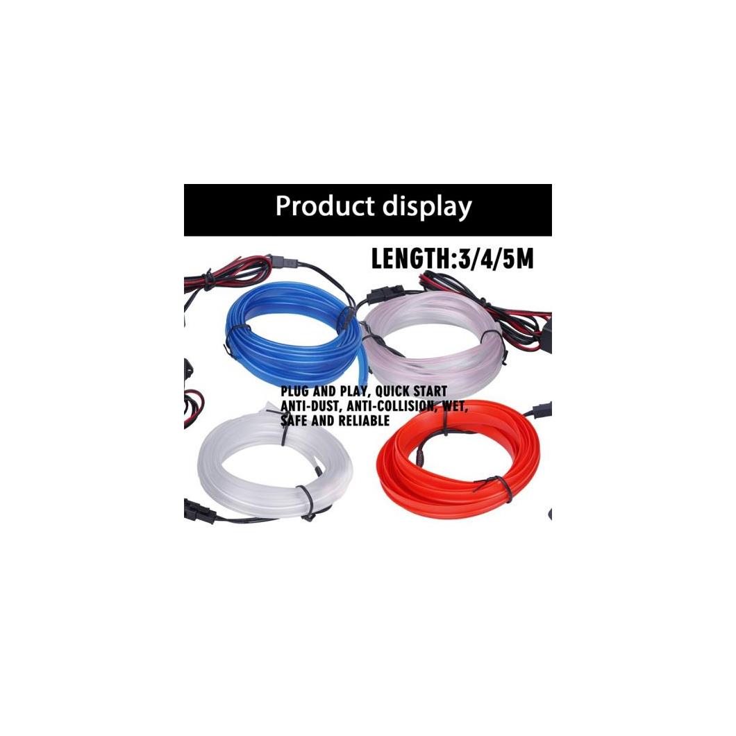 4m 5m LED ストリップ 装飾 12V フレキシブル ネオン EL ワイヤーロープ屋内インテリア ライトストリップ オート 日中走行用ライト 選べる4バリエーション crystal blue～blue 5M (196.85 INCH ) AL-BB-1623 AL Car plating parts