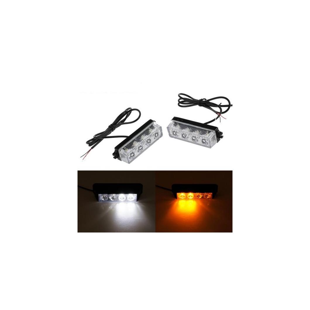 2個 4 LED エマージェンシー ビーコンライト点滅 12V/24V ストロボライト ユニバーサル フィット トラック レッド アンバー ホワイト AL-BB-7346 AL Car parts|オートパーツエージェンシー