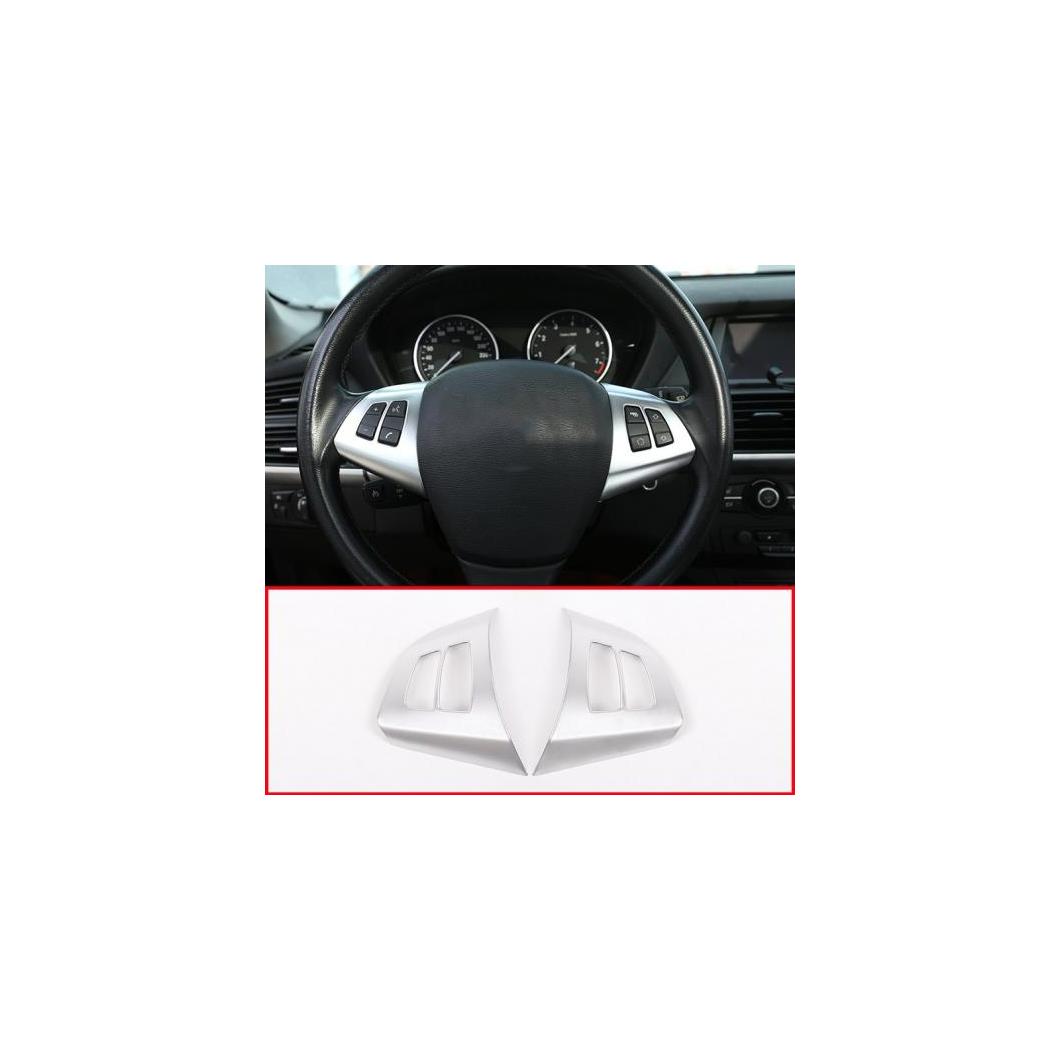 2ピース マットシルバー ABS クロームステアリングホイールボタンフレーム BMW X5 E70 2008-2013 AL-DD-4458 AL Interior parts for cars｜オートパーツエージェンシー