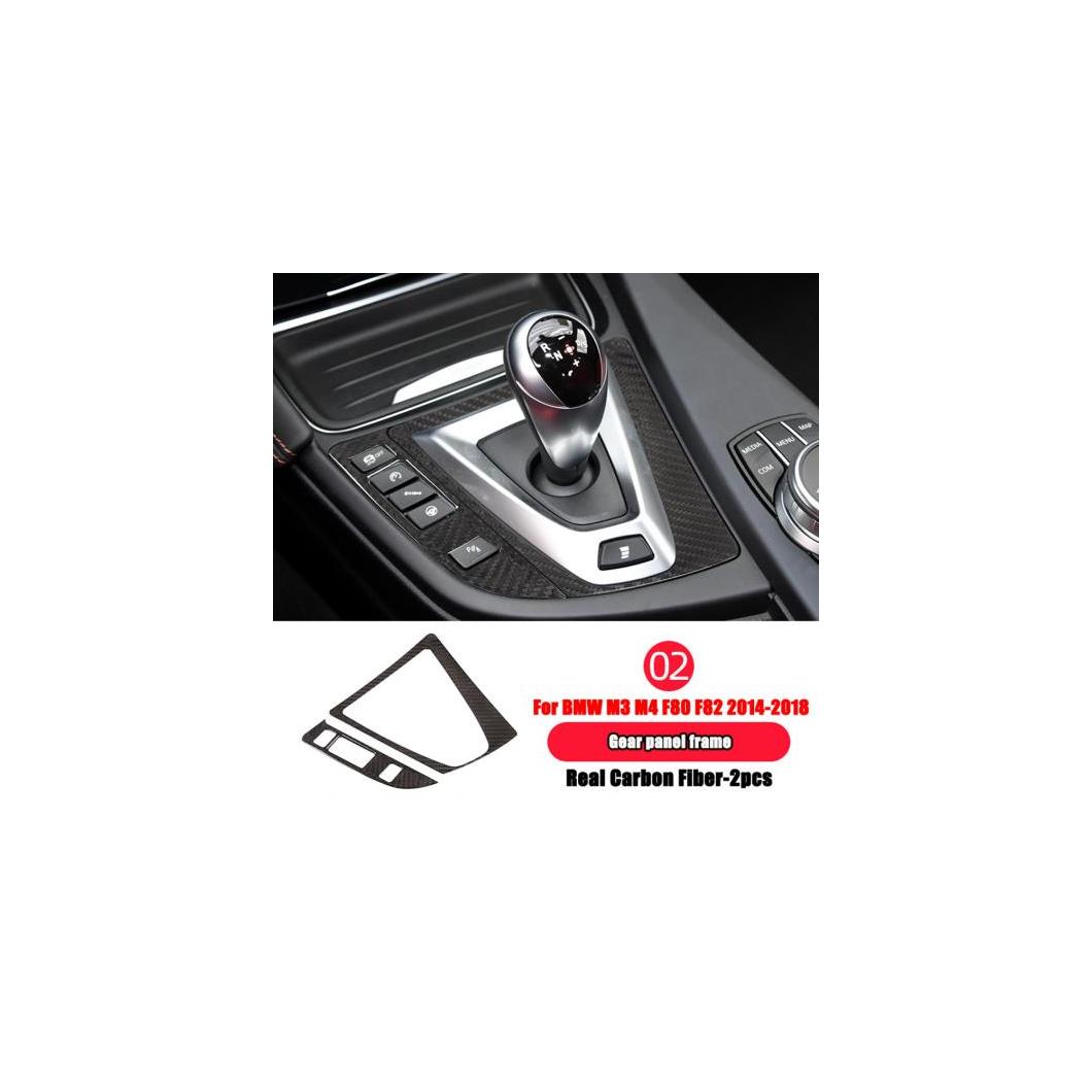 ステアリングホイールセントラルギア シフトパネルフレーム ステッカー BMW M3 M4 F80 F82 F83 2014- 2018 リアルカーボンファイバー 2 AL-DD-6779 AL Car plating parts