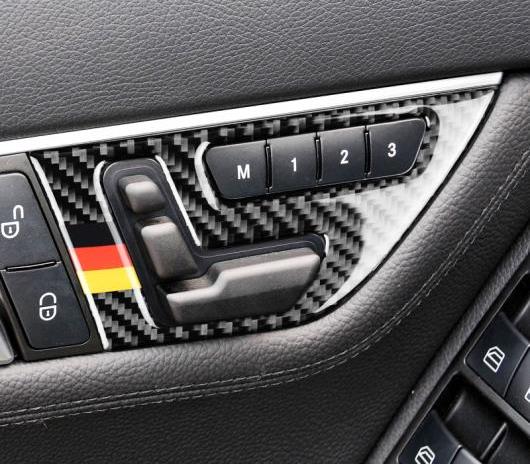 車用外装パーツ カーボンファイバー 適用: メルセデスベンツ Cクラス W204 シート アジャスター ボタン スイッチ パネル カバー トリム ステッカー タイプ A LHD ドイツ～タイプ B ドイツ AL-DD-7613 AL Exterior parts for cars