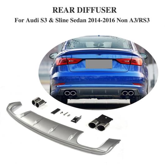 車用外装パーツ PP リア バンパー リップ スポイラー ディフューザー エキゾースト マフラー 適用: アウディ S3 Sライン セダン 4 ドア 除く A3 RS3 2014-2016 AL-DD-8305 AL Exterior parts for cars