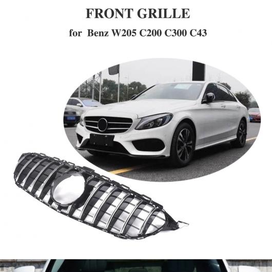 適用:W205 GT R調 フロント バンパー グリル メッシュ 適用:メルセデス W205 AMG Cクラス C205 A205 S205 C250 C300 C350 スポーツ エディション グロッシー ブラック ホールなし～シルバー ・ ホール AL-DD-8523 AL Exterior parts for