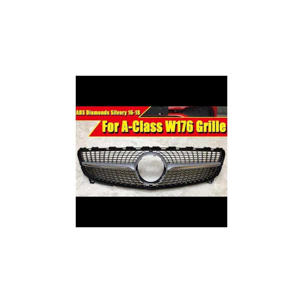 車用外装パーツ W176 スポーツ グリッド グリル ダイヤモンド ABS シルバー Aクラス A180 A200 A250 A45 フロント バンパー グリル 2016-2018 タイプ001 AL-EE-0293 AL Exterior parts for cars