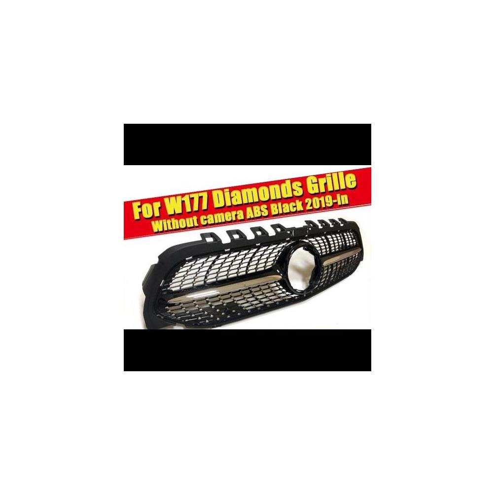 車用外装パーツ ダイヤモンド スタイル W177 グリッド ABS ブラック A180 A200 A250 A45 カメラホールなし スポーツ フロント バンパー グリル 2019- タイプ001 AL-EE-0325 AL Exterior parts for cars