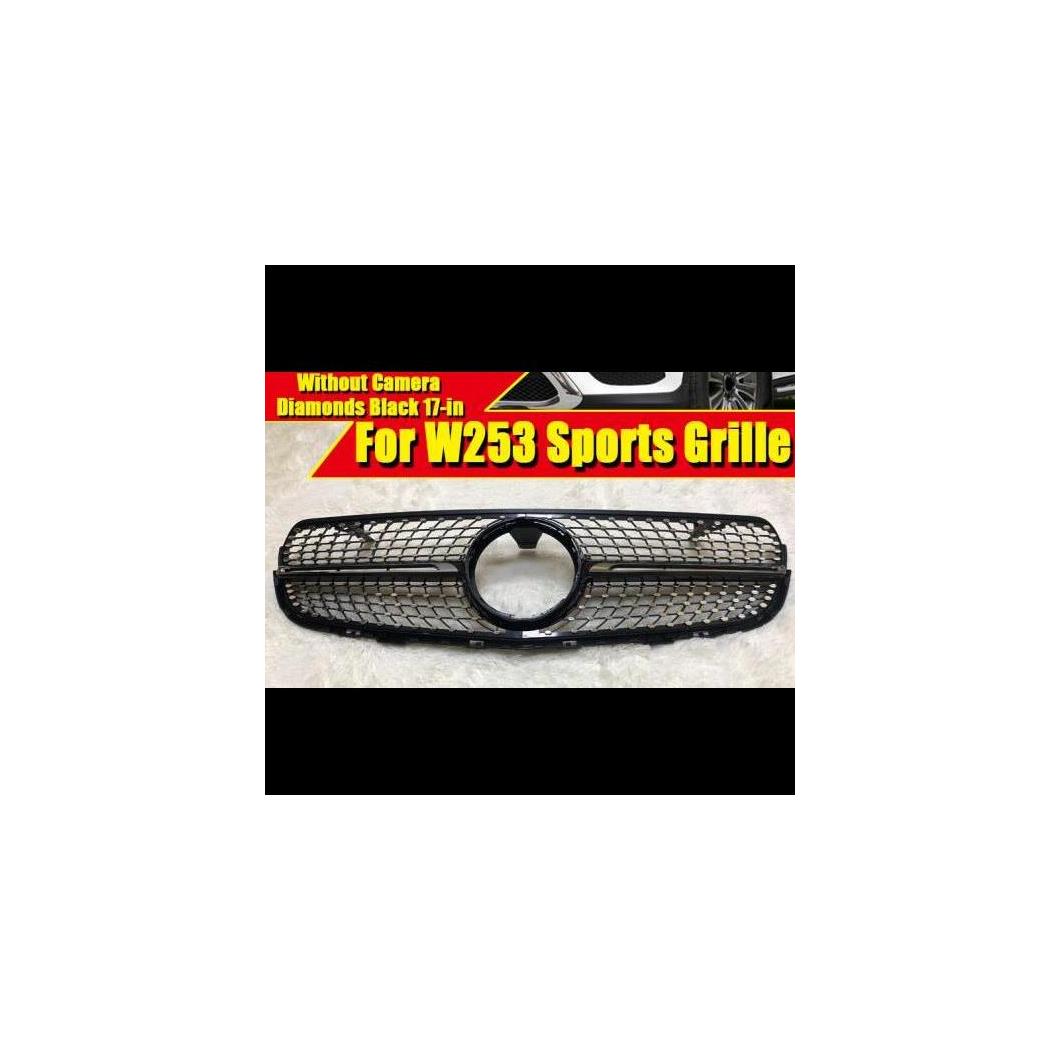 車用外装パーツ 適用: メルセデス ダイヤモンド グリッド グリル ABS シルバー W253 C253 X253 GLCクラス スポーツ バンパー カメラホールなし アドオン スタイル 17- タイプ001 AL-EE-0351 AL Exterior parts for cars