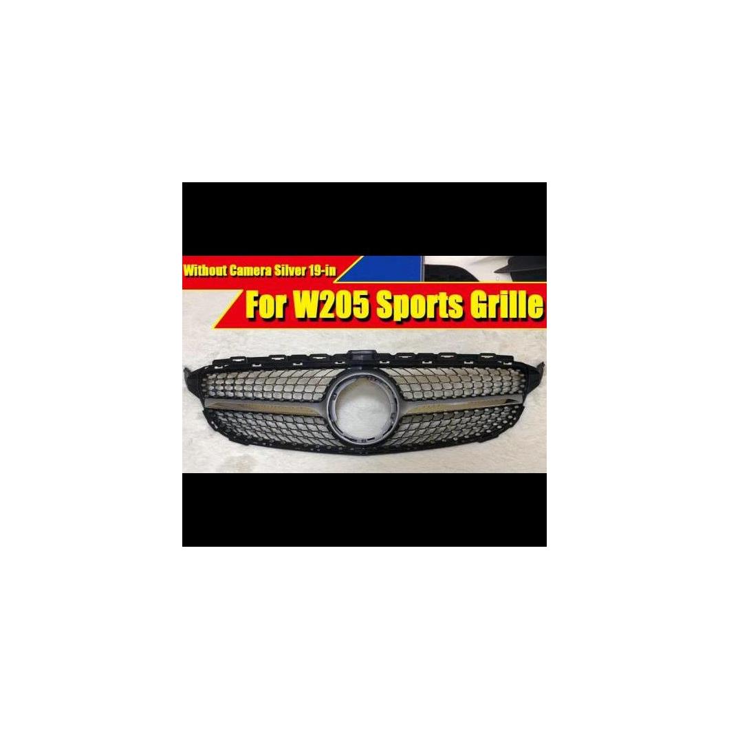 適用: メルセデス C205 W205 Cクラス スポーツ バンパー フロント ダイヤモンド グリッド グリル ABS シルバー 19 タイプ001 AL-EE-0373 AL Exterior parts for cars|オートパーツエージェンシー