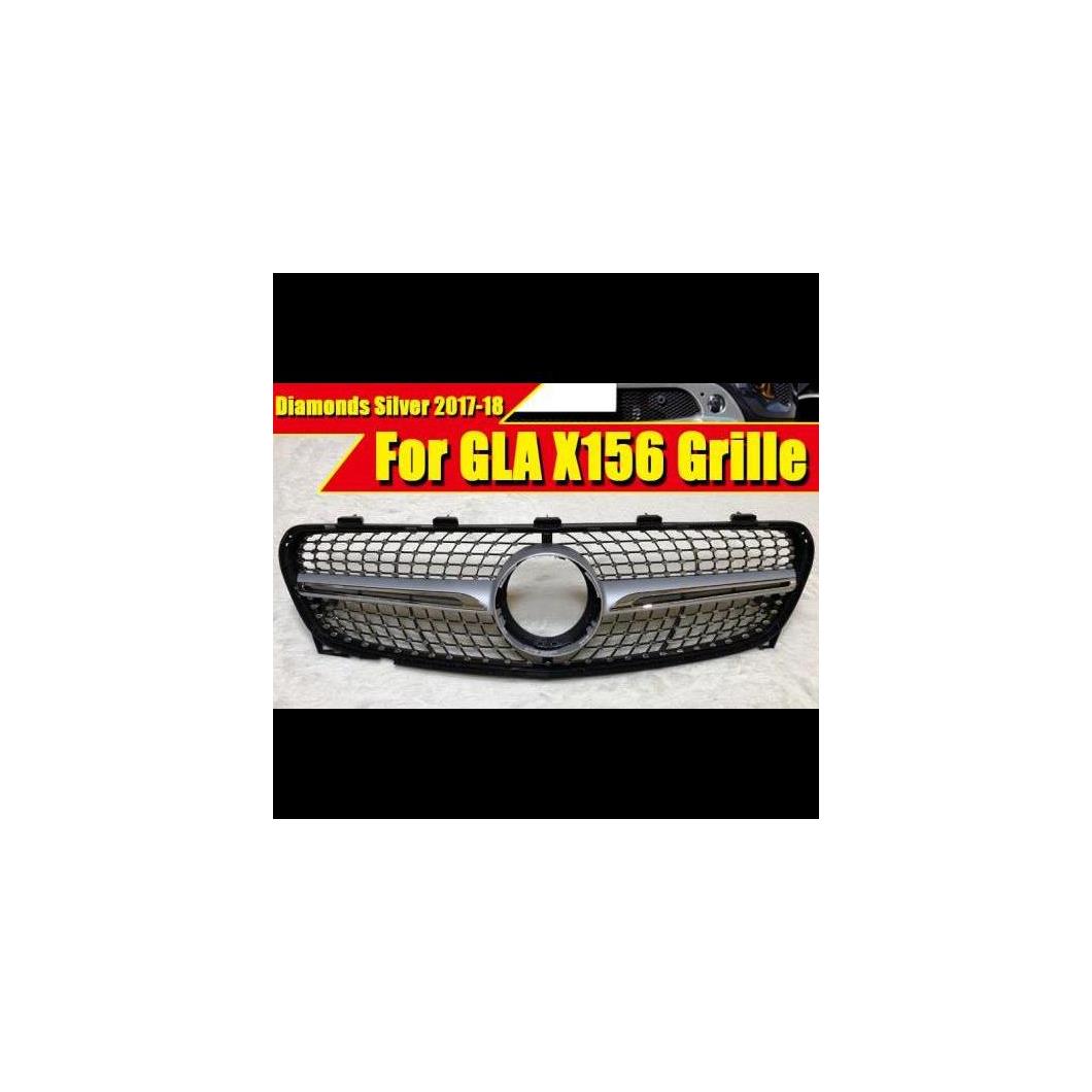 適用: メルセデス MB GLAクラス X156 ダイヤモンド グリッド グリル スポーツ バンパー ABS シルバー 2017-18 タイプ001 AL-EE-0387 AL Exterior parts for cars