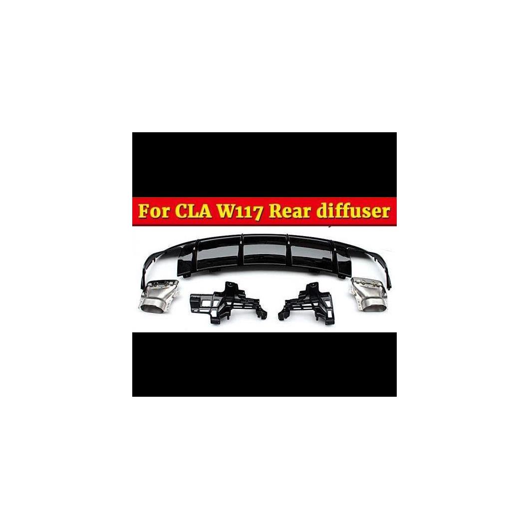 車用外装パーツ CLA-W117 リア バンパー ディフューザー エキゾースト ABS ブラック 適用: メルセデスベンツ CLA180 CLA200 250 スポーツ CLA45 17-18 タイプ001 AL-EE-0947 AL Exterior parts for cars