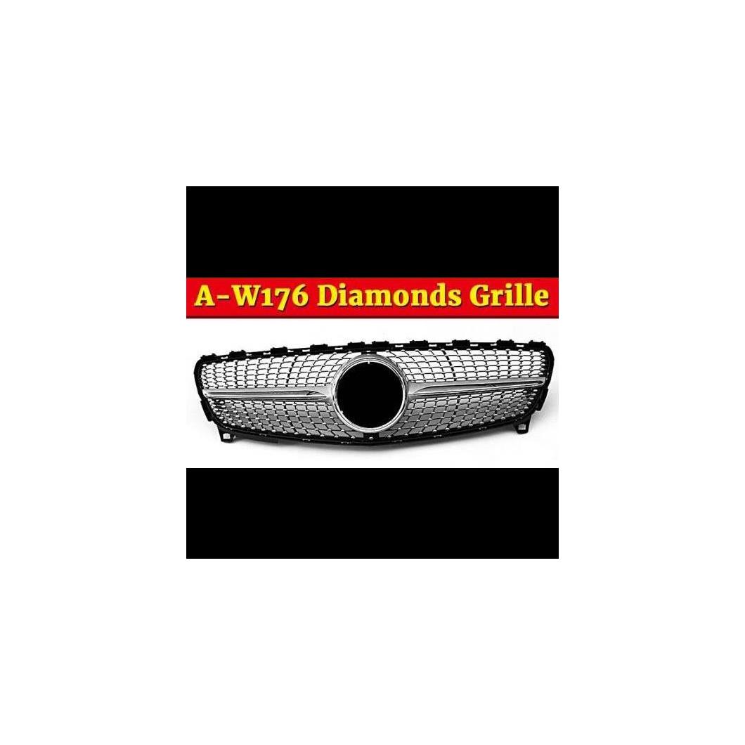車用外装パーツ W176 グリッド 適用: メルセデスベンツ Aクラス A180 A200 A250 A45 グリル ABS シルバー オート フロント グリル グリッド 2016-18 タイプ001 AL-EE-1073 AL Exterior parts for cars