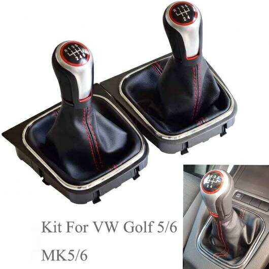 クローム 5/6速 ギア シフト ノブ レバー スティック ボール ブーツ カバー ゲートル 適用: VW フォルクスワーゲン ゴルフ 5/6 MK5/6 シロッコ 5速・ブーツ・6速・ブーツ AL-EE-3616 AL Car parts