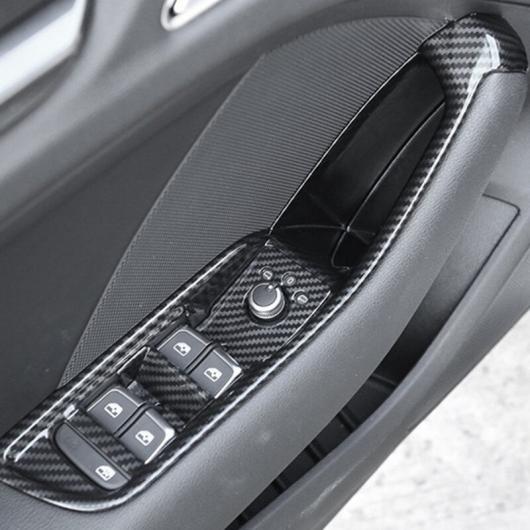 ドア アームレスト ストレージ ボックス 装飾 カバー 適用: アウディ A3 8V 2014-2019 カーボンファイバー調 ウインドウ ガラス スイッチ フレーム トリム デカール AL-EE-4508 AL Interior parts for cars