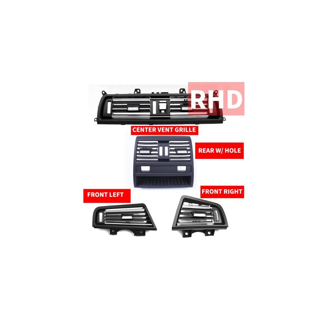 4ピース RHD フロント 左 右 センター リア W/ホール エア コンディション 吹き出し口 グリッド パネル クローム プレート 適用: BMW 5シリーズ F10 F18 10-2017 フロント 左・フロント 右 AL-EE-8792 AL Car parts