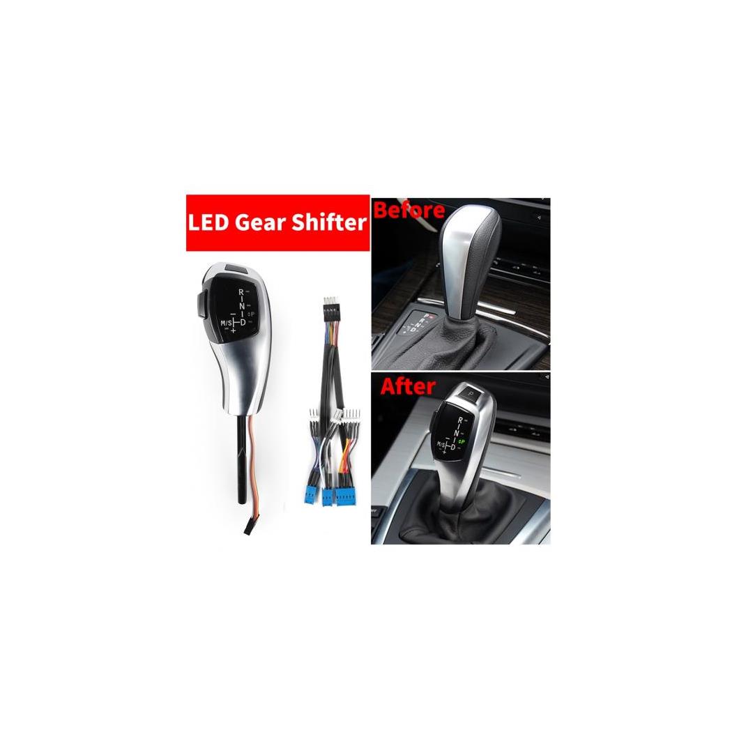 LHD LED ギア シフト シフター ノブ 自動車 レバー 適用: BMW 1 3 5シリーズ E81 E87 E82 E88 E90 E91 E92 E93 Z4 E89 E46 2D 4D 5D E60 E61 E90 E92 カーボンファイバー～E46 E60 シルバー AL-EE-8826 AL Car parts 26,509円