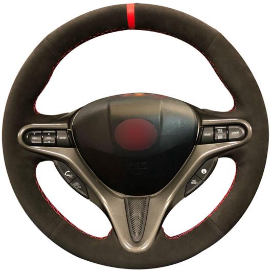 ステアリングホイールカバー 編み上げタイプ ブラックスウェード 適用: ホンダ シビック シビック 8 2006-2009 オールド シビック 2004-2011 3スポーク レッド マーカー 糸 AL-FF-0696 AL Interior parts for cars