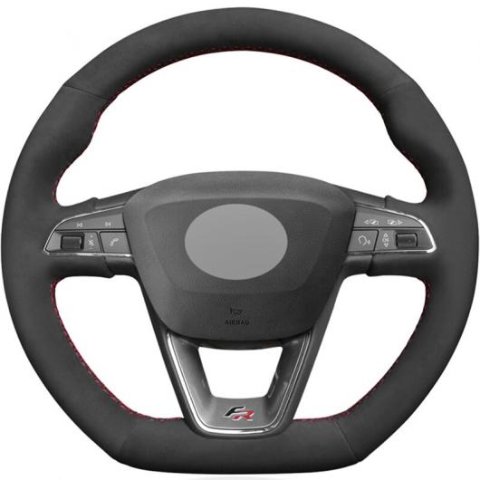 ステアリングホイールカバー 編み上げタイプ ブラックスウェード 適用: /セアト レオン クプラ R レオン ST クプラ レオン ST クプラ アテカ クプラ アテカ FR ブラック 糸・レッド 糸 AL-FF-0702 AL Interior parts for cars