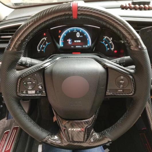 ステアリングホイールカバー 編み上げタイプ カーボンファイバー レザー 適用: ホンダ シビック シビック 10 2016-2019 CRV CR-V 2017-2019 クラリティ 2016-2018 ブラック 糸・レッド 糸 AL-FF-0713 AL Interior parts for cars|オートパーツエージェンシー