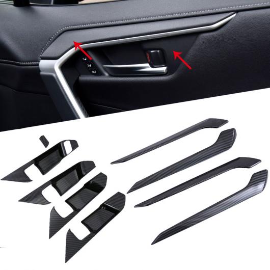 適用: トヨタ RAV4 RAV 4 2019 2020 アクセサリー カーボンファイバー インテリア ドア ハンドル ボウル ヘッド カバー トリム 装飾 ステッカー 8ピース AL-FF-0818 AL Interior parts for cars