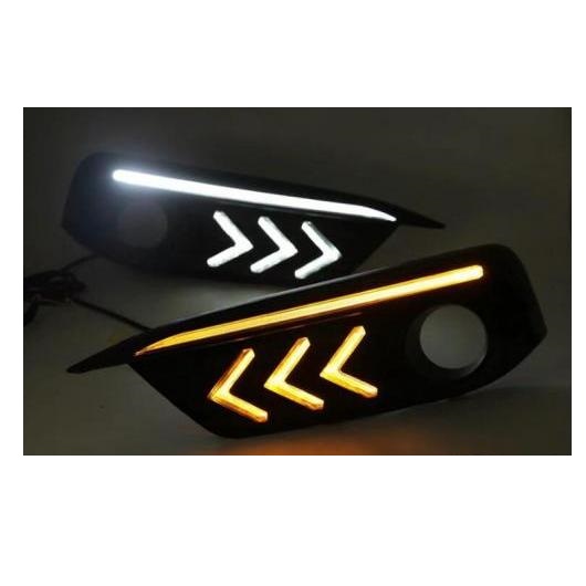 2ピース マスタング スタイル LED デイタイム ランニング ライト ターン 適用: ホンダ シビック 10代目 2016 2017 フォグ ドライビング ランプ ホワイト イエロー AL-FF-1366 AL Car parts