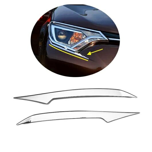 2ピース 適用: トヨタ RAV4 2016 2017 ヘッドライト トリム ランプ アイブロー カバー モールディング AL-FF-1295 AL Exterior parts for cars