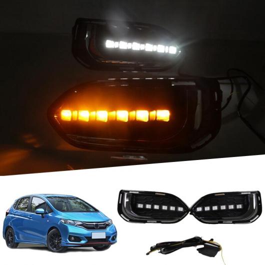 LED デイタイム ランニング ライト 適用: ホンダ ジャズ フィット 2018 2019 DRL フォグランプ カバー イエロー ターン シグナル AL-FF-1715 AL Car parts