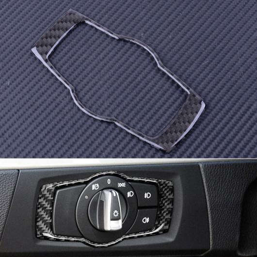 カーボンファイバー スタイル インテリア ヘッドライト スイッチ フレーム カバー トリム ステッカー 適用: BMW E90 E92 E93 3シリーズ 2008 2009 2010 2011 2012 AL-FF-7182 AL Interior parts for cars