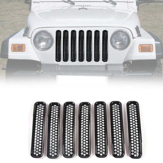 ハニカム メッシュ フロント グリル キット 適用: 1997-2006 ジープ/JEEP ラングラー TJ＆アンリミテッド-7個 ブラック AL-II-0365 AL Exterior parts for cars