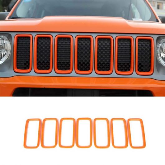 フロント メッシュ グリル トリム メッシュ ガード フロント 適用: ジープ/JEEP レネゲード 2019+7個 オレンジ オレンジ AL-II-0410 AL Exterior parts for cars