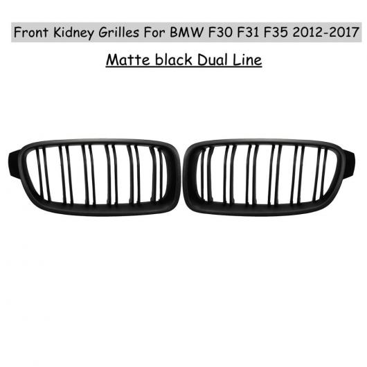 ペア フロント バンパー グリル ダブル スラット 適用: BMW F30 F31 F35 2012 2013 2014 2015 2016 2017 2018 レーシング マットブラック 2 ライン AL-II-3349 AL Exterior parts for cars