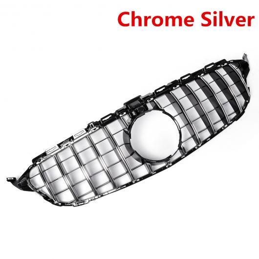 GT 光沢/クローム フロント バンパー グリル カバー 適用: メルセデス ベンツ W205 C250 C350 C43 2015-2018 カメラ ホール シルバー AL-II-3424 AL Exterior parts for cars 41,113円