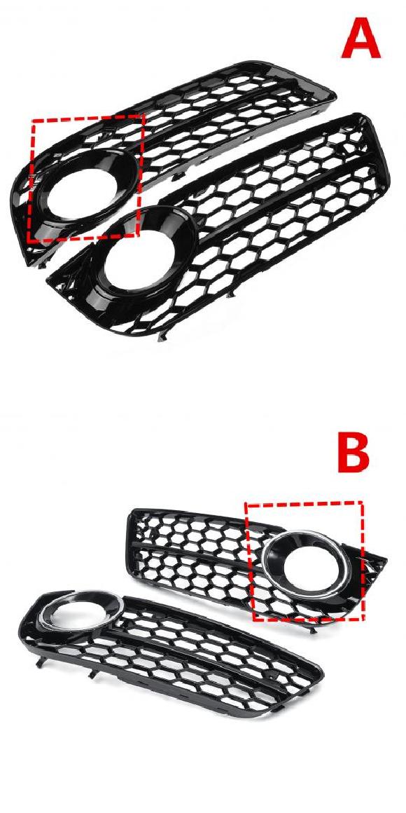 2ピース A5 フロント バンパー フォグライト ランプ グリル カバー メッシュ ハニカム HEX 適用: アウディ/AUDI クーペ/スポーツバック 08 11 カブリオレ 10 タイプA・タイプB AL-II-3247 AL Exterior parts for cars