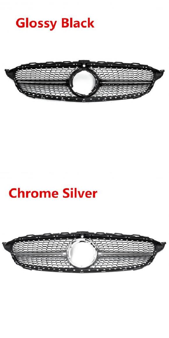 W205 グリル フロント 適用: メルセデス ベンツ C クラス C250 C300 C400 C43 AMG 2019 + カメラ ブラック・シルバー AL-II-3394 AL Exterior parts for cars｜オートパーツエージェンシー