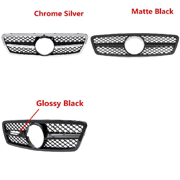 W203 レーシング フロント バンパー グリル 適用: メルセデス ベンツ C クラス C200 C240 C280 C320 2001-2007 クロムシルバー～ピアノブラック AL-II-3418 AL Exterior parts for cars