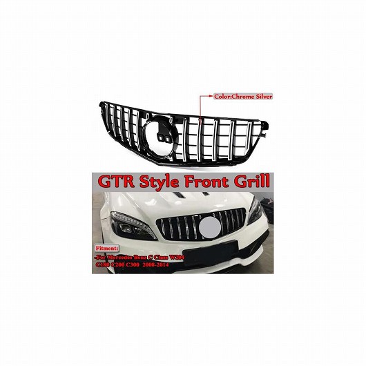 W204 フロント バンパー グリル 適用: メルセデス ベンツ C クラス C200 C300 2008-2014 クローム シルバー GT R AL-II-3417 AL Exterior parts for cars