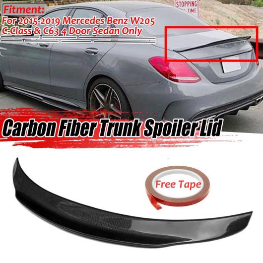 リアル カーボンファイバー ハイキック リア トランク スポイラー ウイング 適用: メルセデス ベンツ W205 C63 AMG 2015 2017 4 DR セダン AL-II-3689 AL Exterior parts for cars