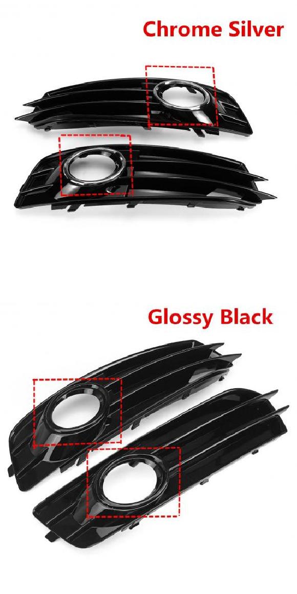 A ペア フロント フォグライト グリル ランプ カバー フロント 適用: アウディ/AUDI A3 8P S ライン 2009 2012 8P0807682 8P0807681 クローム/ブラック クロムシルバー・ピアノブラック AL-II-3697 AL Exterior parts for cars