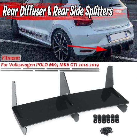 リア バンパー ディフューザー＆リア サイド スプリッター リップ スポイラー プロテクター 適用: フォルクスワーゲン/VOLKSWAGEN VW ポロ MK5 MK6 GTI 2014 2019 AL-II-4171 AL Exterior parts for cars