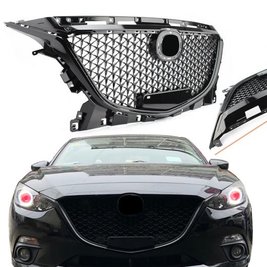 適用: MAZDA3 アクセラ GT BM BN 2014 2015 2016 フロント アッパー グリル ハニカム グリル ブラック AL-JJ-0112 AL Front radiator grill