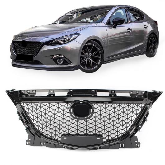 フロント アッパー グリル ハニカム グリル ガード プロテクター 適用: MAZDA3 アクセラ 2014 2015 2016 ブラック ABS AL-JJ-0117 AL Front radiator grill