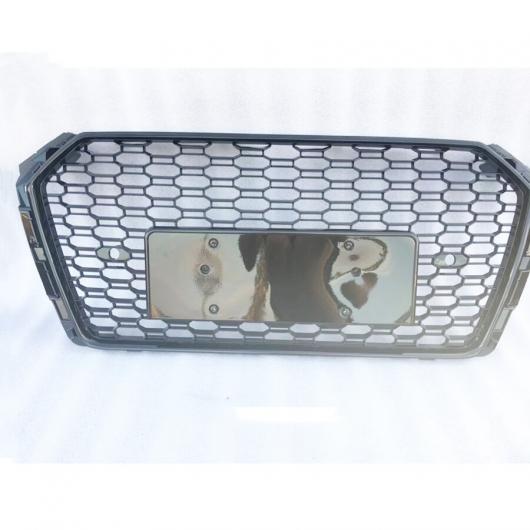 適用: フロント スポーツ HEX メッシュ ハニカム フード グリル 光沢ブラック アウディ/AUDI A4/S4 B9 2017-2018 エンブレムなし AL-JJ-0178 AL Racing grill