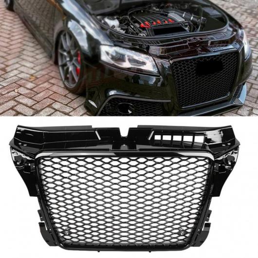 適用: フロント スポーツ HEX メッシュ ハニカム フード グリル 光沢ブラック アウディ/AUDI A3/S3 8P 2009 2010 2011 2012 2013 AL-JJ-0182 AL Racing grill|オートパーツエージェンシー