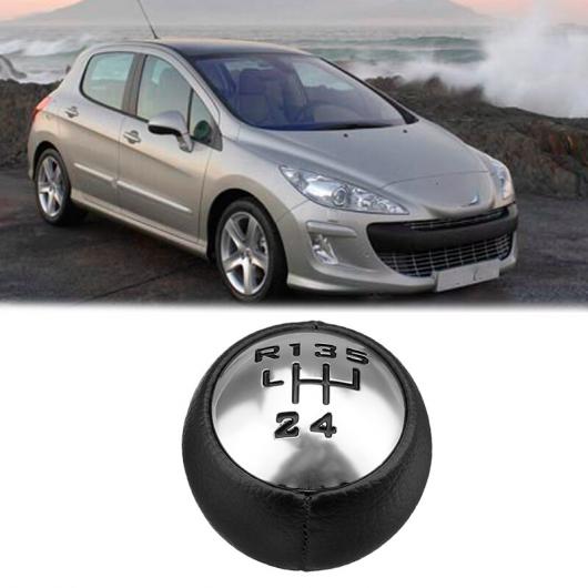 5速 PU レザー ギア シフト ノブ ヘッド 適用: プジョー/PEUGEOT 307 308 3008 407 5008 807 シトロエン/CITROEN C3 C4 C4 ピカソ C8 ブラック シルバー AL-JJ-2865 AL Interior parts for cars