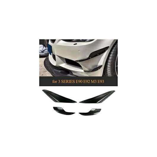 BMW用 E90 E92 E93 M3 2005-2012 カーボンファイバー フロント バンパー スプリッター スポイラー カナード フィン トリム 4ピース/セット カーボンファイバー調 AL-JJ-2841 AL Exterior parts for cars