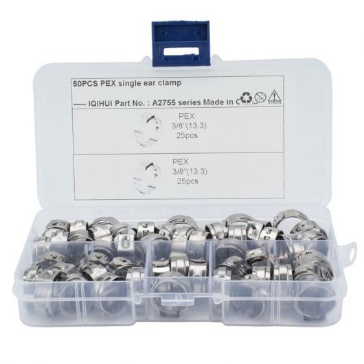 50ピース 箱 PEX ステンレス スチール シンチ クランプ リング 3/8インチ 13.M チューブ パイプ シンチ リング シルバー AL-JJ-5532 AL Car parts