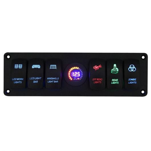 ユニバーサル ボート SN コンビネーション パネル RV 6-ポジション スイッチ コンビネーション パネル デジタル ディスプレイ 電圧計 ブラック AL-JJ-5358 AL Car parts 15,397円