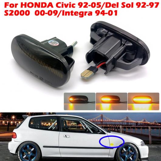 ダイナミック LED サイド マーカー ライト ターンシグナルランプ 適用: ホンダ アコード シビック フィット ジャズ ストリーム CR-V オデッセイ スモーク レンズ アンバー LED AL-JJ-5902 AL Car parts