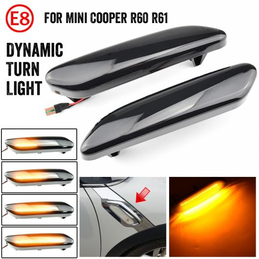 2ピース フロー ターンシグナルライト ダイナミック LED サイド マーカー ライト サイド リピーター ランプ パネル ランプ 適用: BMW ミニ/MINI（BMW） クーパー R60 R61 AL-JJ-7052 AL Car parts