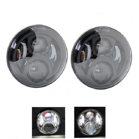 1ペア ランニング ライト 60W LED H4 7インチ エンジェルアイ H4 LED ヘッドライト 適用: ラーダ/LADA ニーヴァ 4X4 UAZ ハンター ハマー 2ピース ブラック 60W AL-KK-2507 AL Car parts 22,244円
