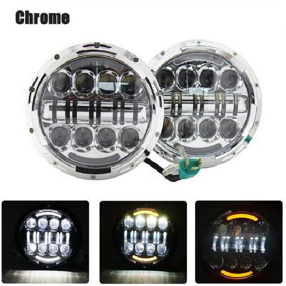 1ペア ランニング ライト 60W LED H4 7インチ エンジェルアイ H4 LED ヘッドライト 適用: ラーダ/LADA ニーヴァ 4X4 UAZ ハンター ハマー 2ピース クローム 80W AL-KK-2507 AL Car parts